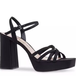Black Strappy Block Heel Platform Sandals